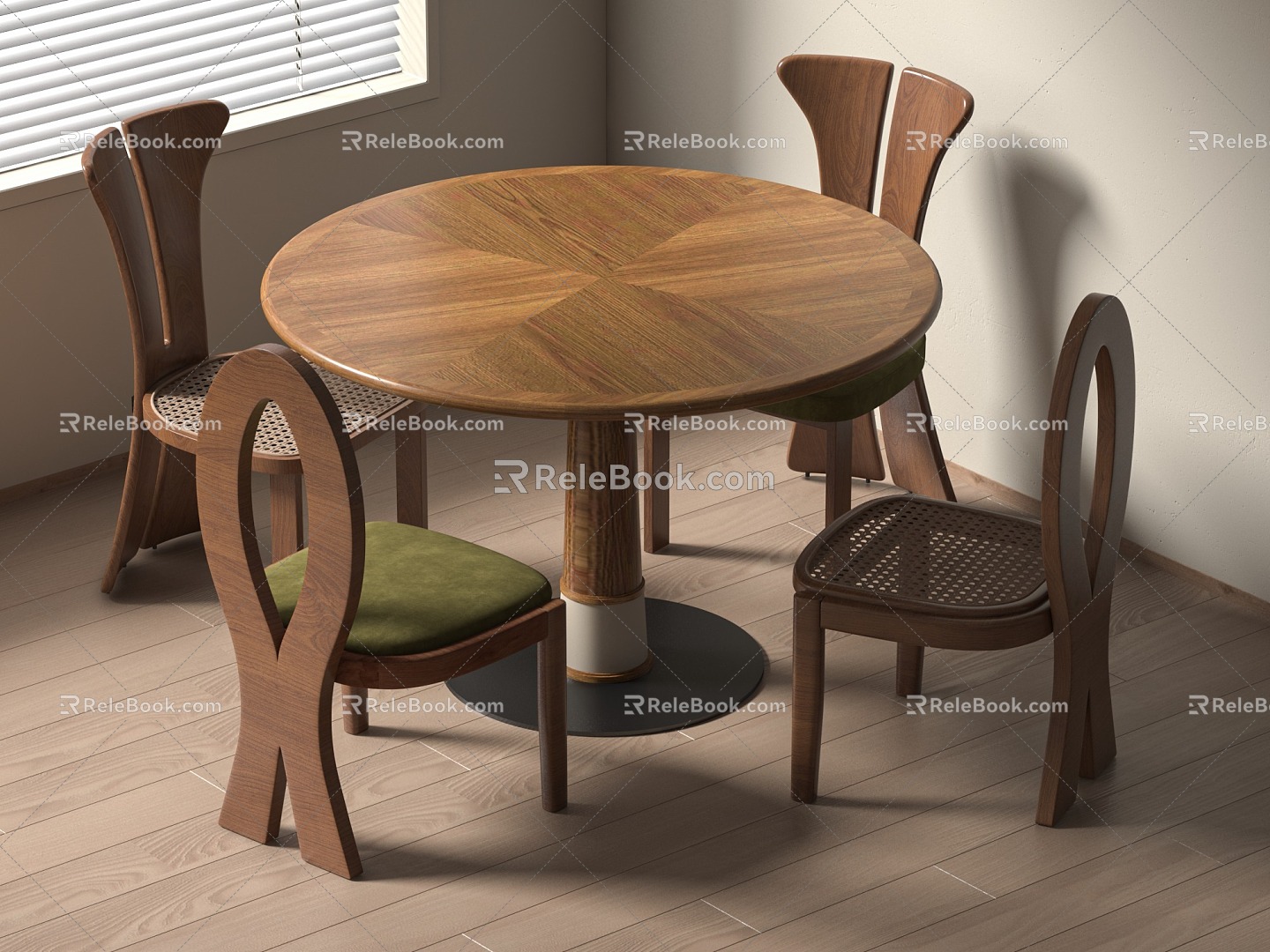 Middle Ancient Dining Table and Chair Single Chair 3d model