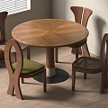 Middle Ancient Dining Table and Chair Single Chair 3d model