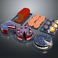 Delicious Assorted Desserts With Chocolate Cake Bread Cookies And Blueberry Pastry