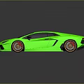 Sleek Green Sports Car With Gold Wheels And Reflective Surface On Dark Background