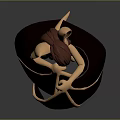 Cute Fantasy Game Character With Large Ears Green Eyes And Brown Bat Wings
