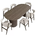 Modern Wooden Dining Table Set With Beige Upholstered Chairs And Classic Design