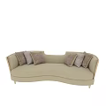 Elegant Modern Beige Two Seater Sofa With Curved Design And Decorative Pillows 3d model