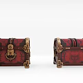 Decorative Vintage Chests With Red Floral Patterns Gold Metal Accents And Ornate Clasps