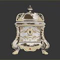 Ornate Vintage Style Decorative Box With Carved Patterns Lid And Decorative Feet