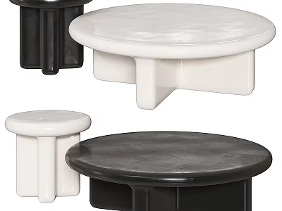 Various Modern Coffee Tables With Round Top Simple Base And Black White Colors 3d model
