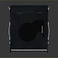 Vintage Black Record Player With Open Lid And Stand Legs Design