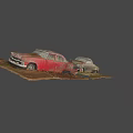 Vintage Rusty Old Cars Featuring Weathered Exterior And Dirt Covered Bodies
