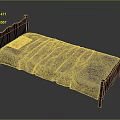 Wooden Bed Frame With Headboard Footboard Light Colored Sheet And Pillow