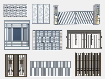 Decorative Grilles And Gates With Various Geometric Patterns And Designs 3d model