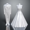 Elegant White Wedding Dress And Groom Suit Formal Attire For Bridal Events