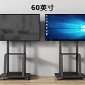 Two 60 Inch TVs on Wheeled Stands with Clear Display Screens