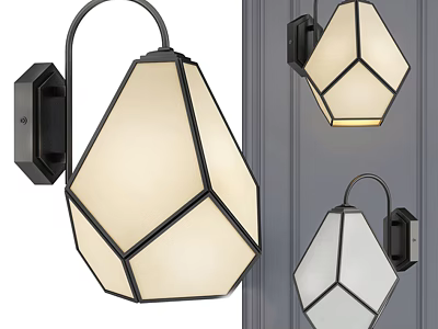 Modern Geometric Wall Sconce With Metal Frame And Glass Shade 3d model