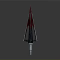 Decorative Trident With Red Black Blade And Metallic Shaft Design