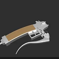 Game Movie Character Using White Brown Prop Gun With Textured Handle Design
