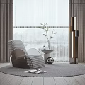 Modern Single Sofa Leisure Chair Recliner Side Table Curtain Combination 3d model