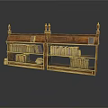 Wooden Bookshelves With Carved Tops And Stacked Books For Home
