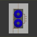 Industrial Structure With Two Blue Storage Tanks Orange Pipes Gray Base And White Platform