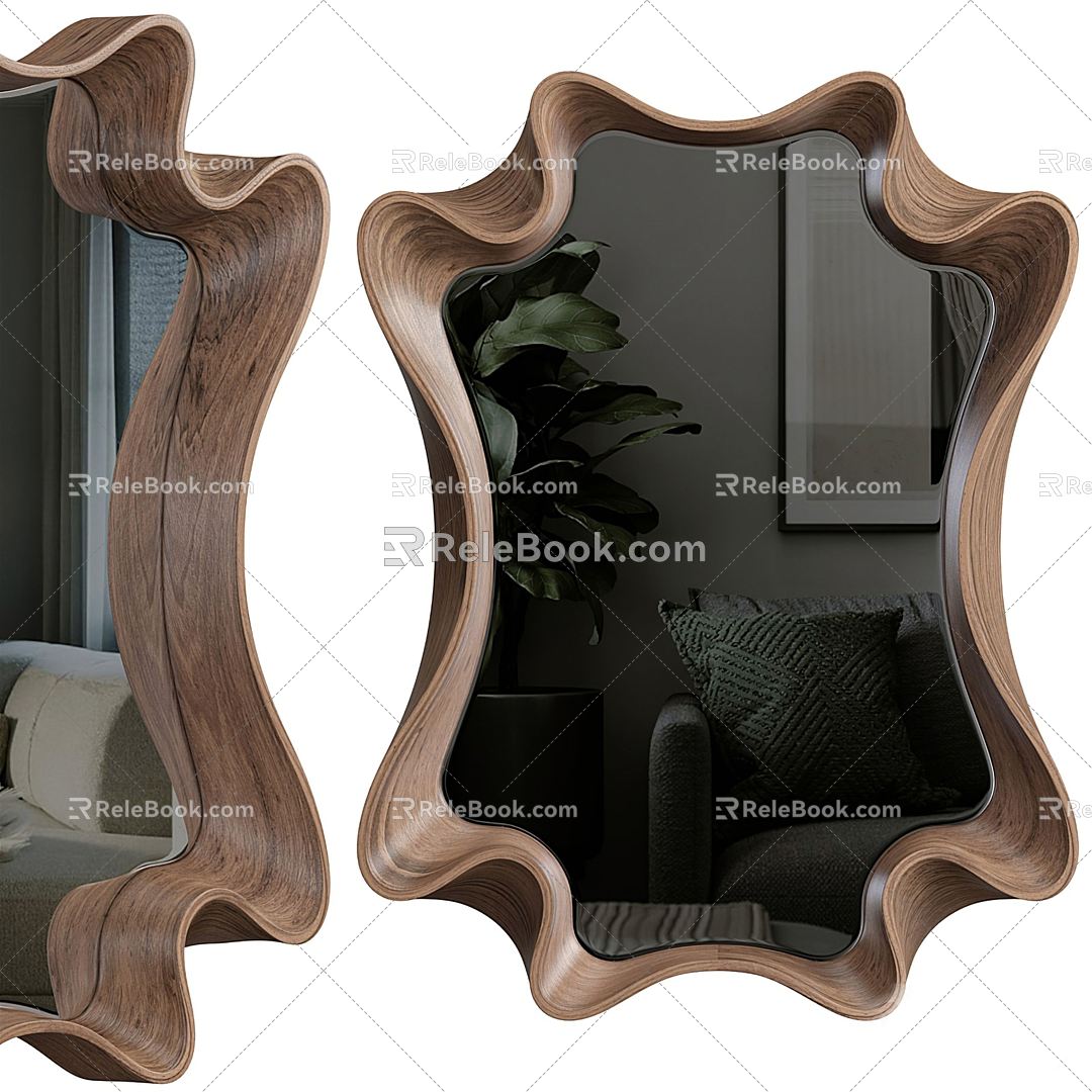 Modern mirror toilet mirror frame cosmetic mirror 3d model