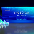 City Future Guide Sign With Urban Skyline And Blue Gradient Design 3d model