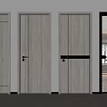 Modern Wooden Hinged Doors With Different Sleek Designs And Glass Elements 3d model