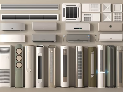 Different Styles of Air Conditioners and Fans for Home and Office 3d model