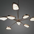 Elegant Modern Chandelier With Metallic Arms And Semicircular Textured White Shades