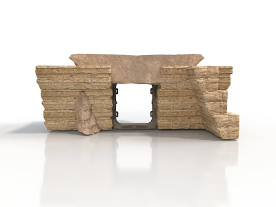 Ancient Stone Door Frame Architectural Component With Stacked Stone Blocks And Central Opening 3d model