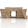 Ancient Stone Door Frame Architectural Component With Stacked Stone Blocks And Central Opening