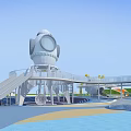 Children's Play Area With Circular Climbing Structures Slides Colorful Flooring And Safe Lawn Design