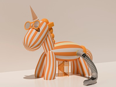 Modern game character unicorn model