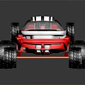 Red And Black Off Road Toy Car With Large Wheels And Transparent Roof