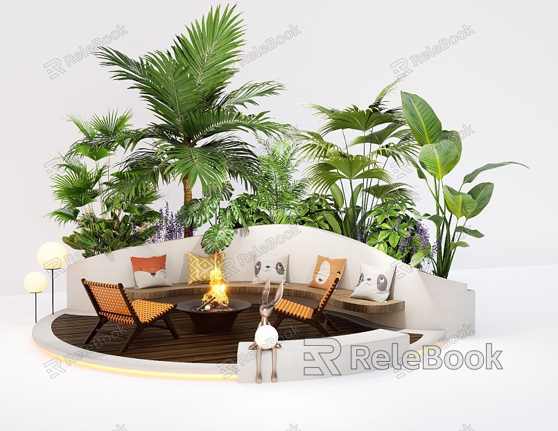 Courtyard landscape seat card holder stove outdoor table and chair landscape plant flower mirror model