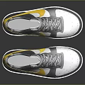 Modern Nike Low Top Sneakers With Gray White And Yellow Upper And White Sole