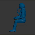 Blue Astronaut Figure In Sitting Pose With Helmet And Gear Details