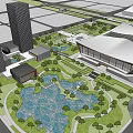 Modern Museum Building With Unique Roof Design Spacious Plaza And Green Lawns