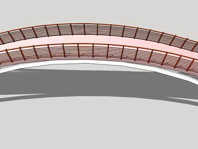 Arch Landscape Bridge Design With Red Railings And White Structure 3d model