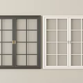 Dark Gray And White Double Panel Casement Windows With Grid Glass Design 3d model
