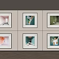 Wall Art Gallery With Six Framed Interior Scene Prints In Modern Room