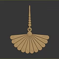 Golden Fan Shaped Decorative Pendant With Intricate Petal Details For Daily Accessories