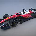 Red Formula 1 Racing Car with Shell V Power Logos and Aerodynamic Design