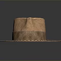 Brown Wide Brimmed Hat With Suede Material And Leather Strap For Daily Use