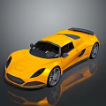 Yellow Sports Car With Sleek Design Black Roof Rear Spoiler And Silver Wheels