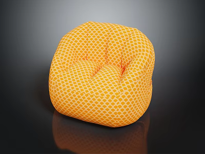 Modern Yellow Single Sofa With Soft Grid Pattern And Comfortable Design 3d model