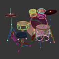 Complete Musical Drum Set With Drums Cymbals Stands And Stool For Household Use