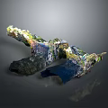 Modern Abstract Sculpture With Colorful Textures And Dynamic Irregular Forms