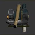 Green Industrial Pump With Yellow Hoses And Metal Components On Stable Base