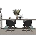 Modern Dining Table and Chair Combination 3d model