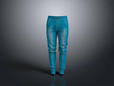 Classic Blue Jeans With Slim Fit Design Front Pockets And Comfortable Fabric 3d model
