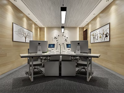 modern public office area reception room discussion room office 3d model